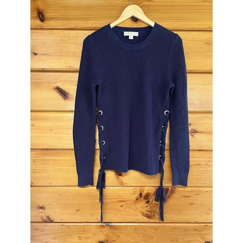 Women's MICHAEL KORS Blue Long Sleeve Heavy Crewneck Sweater Top Size S